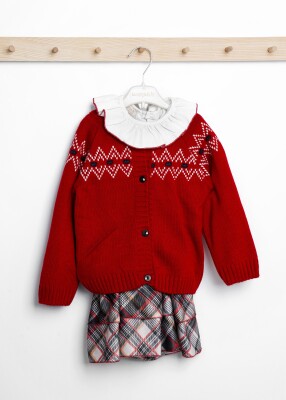 Wholesale Baby Girls 3-Piece Shirt Skirt and Cardigan Set 9-24M Babymuz 2009-5124 - 2