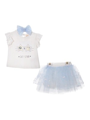 Wholesale Baby Girls 3-Piece T-shirt and Tulle Skirt Set with HeadBand 6-36M Serkon Baby&Kids 1084-M0412 - Serkon Baby&Kids (1)