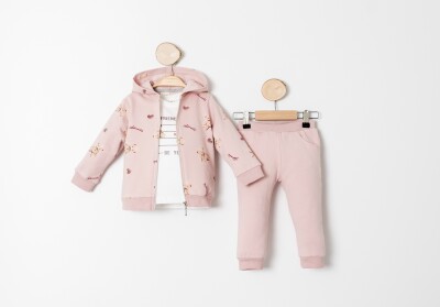 Wholesale Baby Girls 3-Piece Tracksuit Set 9-24M Sani 1068-10017 Sani 1068-10017 Розовый 