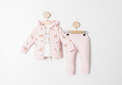 Wholesale Baby Girls 3-Piece Tracksuit Set 9-24M Sani 1068-10017 Sani 1068-10017 Светло- розовый 