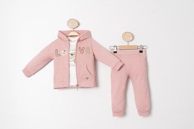 Wholesale Baby Girls 3-Piece Tracksuit Set 9-24M Sani 1068-10029 Лососевый цвет