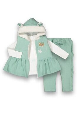 Wholesale Baby Girls 3-Piece Vest Long Sleeve T-shirt and Pants Set 6-12M Boncuk Bebe 1006-6086 - Boncuk Bebe