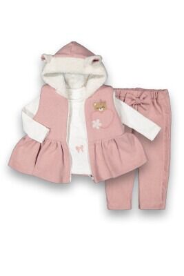 Wholesale Baby Girls 3-Piece Vest Long Sleeve T-shirt and Pants Set 6-12M Boncuk Bebe 1006-6086 - Boncuk Bebe (1)