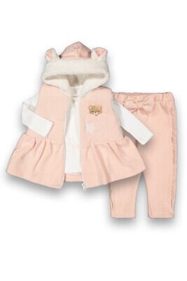 Wholesale Baby Girls 3-Piece Vest Long Sleeve T-shirt and Pants Set 6-12M Boncuk Bebe 1006-6086 Пудра