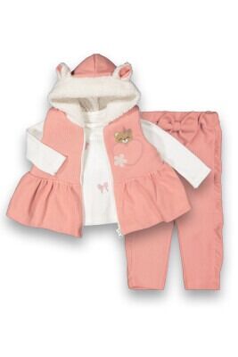 Wholesale Baby Girls 3-Piece Vest Long Sleeve T-shirt and Pants Set 6-12M Boncuk Bebe 1006-6086 Лососевый цвет