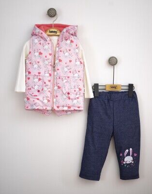 Wholesale Baby Girls 3-Piece Vest Pants and Long Sleeve T-Shirt 6-18M Lummy Baby 2010-9077 Пудра