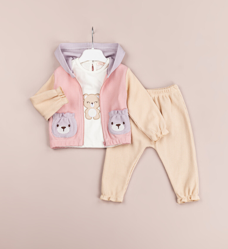 Wholesale Baby Girls 3-Pieces Jacket, Blouse and Pants Set 6-18M BabyRose 1002-7745 - 3