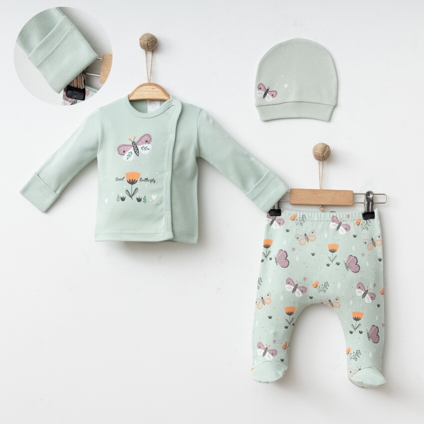 Wholesale Baby Girls 3-Pieces Newborn Set 0-3M Gümüş Baby 2043-005003 - 1