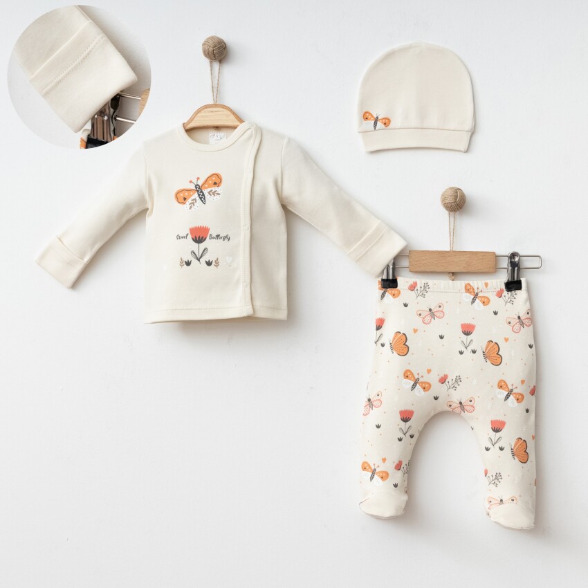 Wholesale Baby Girls 3-Pieces Newborn Set 0-3M Gümüş Baby 2043-005003 - 2