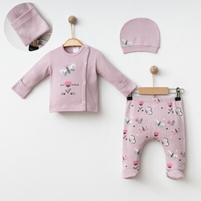 Wholesale Baby Girls 3-Pieces Newborn Set 0-3M Gümüş Baby 2043-005003 - Gümüş Baby