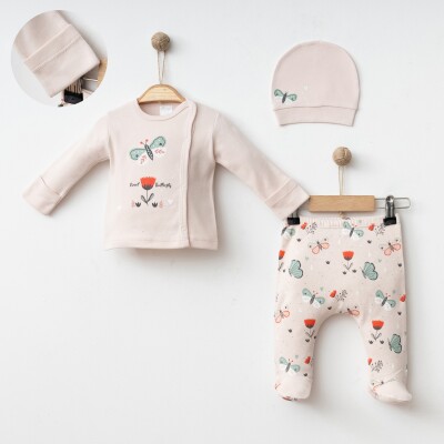 Wholesale Baby Girls 3-Pieces Newborn Set 0-3M Gümüş Baby 2043-005003 Vanilla