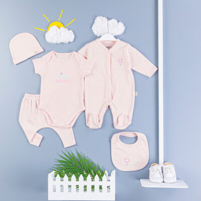 Wholesale Baby Girls 5-Piece Bodysuit Set 0-3M BabyZ 1097-5778 Розовый 