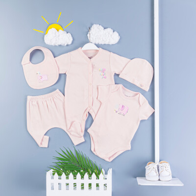 Wholesale Baby Girls 5-Piece Bodysuit Set 0-3M BabyZ 1097-5779 Розовый 