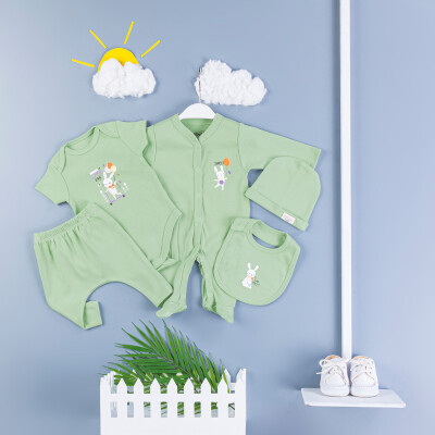 Wholesale Baby Girls 5-Piece Bodysuit Set 0-3M BabyZ 1097-5782 Зелёный 
