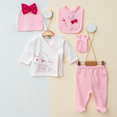 Wholesale Baby Girls 5-Piece Newborn Set 0-1M Vina baby 2042-00103 Розовый 