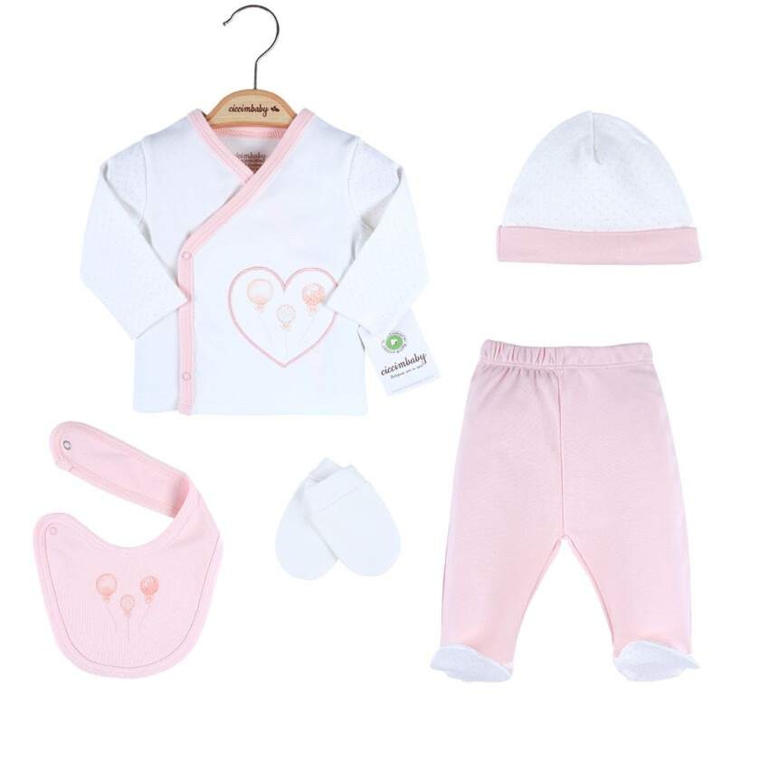 Wholesale Baby Girls 5-Piece Newborn Set 0-3M Ciccimbaby 1043-4686-1 - 1