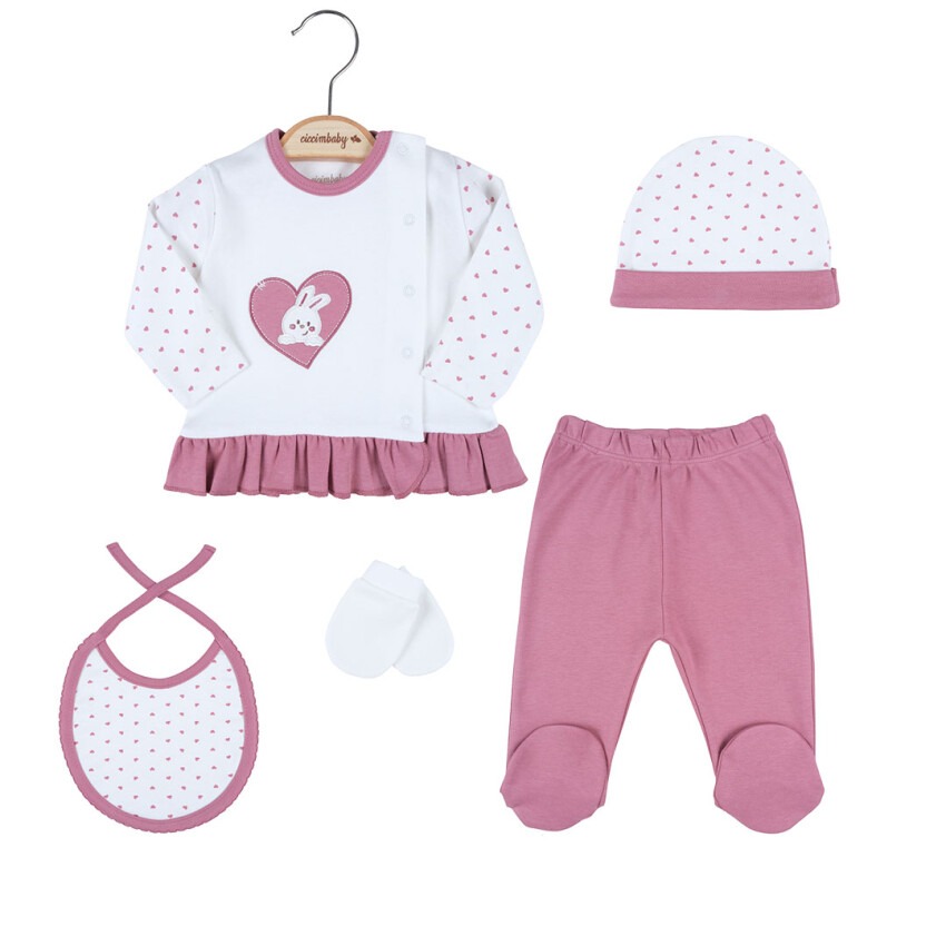 Wholesale Baby Girls 5-Piece Newborn Set 0-3M Ciccimbaby 1043-4816 - 1