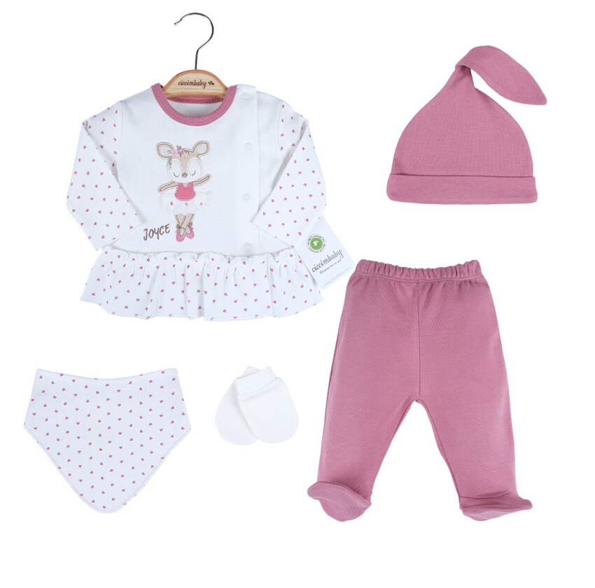 Wholesale Baby Girls 5-Piece Newborn Set 0-3M Ciccimbaby 1043-4843 - 1