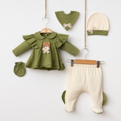 Wholesale Baby Girls 5-Piece Newborn Set 0-3M Minizeyn 2014-7056 Зелёный 