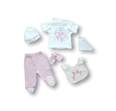 Wholesale Baby Girls 5-Piece Newborn Set 0-3M Tomuycuk 1074-15244 - 1