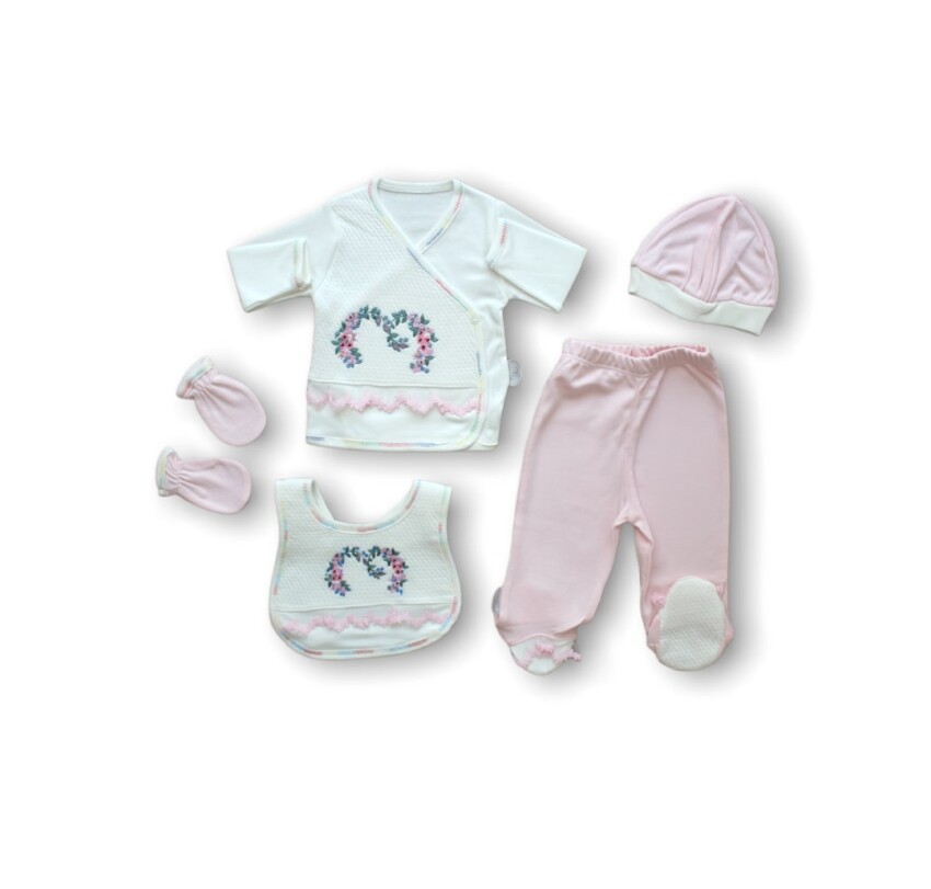 Wholesale Baby Girls 5-Piece Newborn Set 0-3M Tomuycuk 1074-15255 - 1