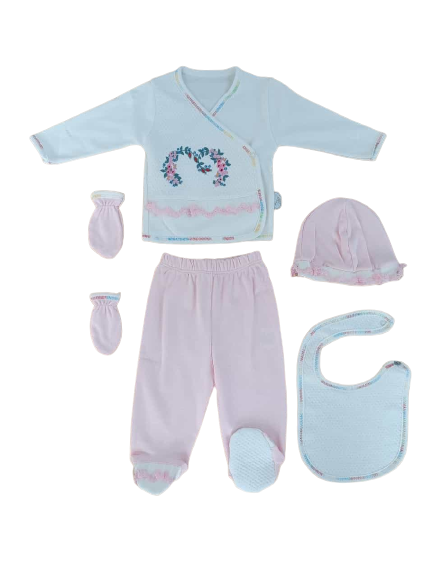 Wholesale Baby Girls 5-Piece Newborn Set 0-3M Tomuycuk 1074-15257 - 1