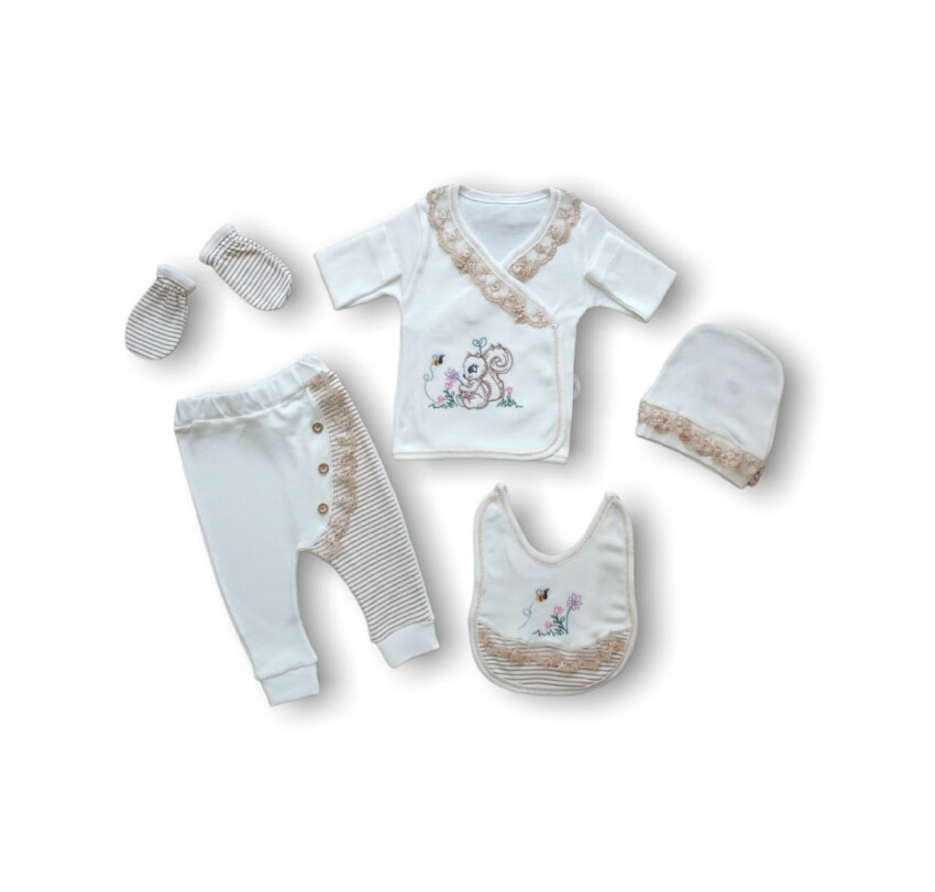 Wholesale Baby Girls 5-Piece Newborn Set 0-3M Tomuycuk 1074-15271 - 1