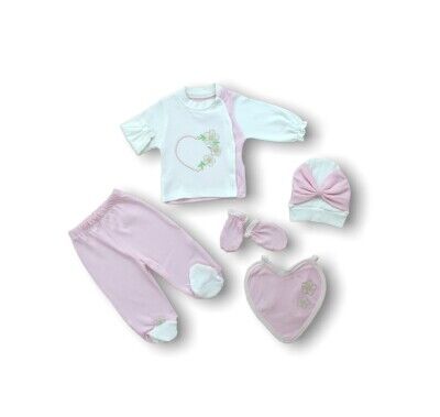 Wholesale Baby Girls 5-Piece Newborn Set 0-3M Tomuycuk 1074-15277 - 1