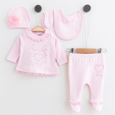 Wholesale Baby Girls 5-Piece Newborn Set 0-6M Miniborn 2019-2210 - Miniborn