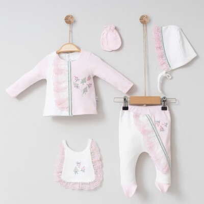 Wholesale Baby Girls 5-Piece Newborn Set 0-6M Miniborn 2019-5026 Розовый 