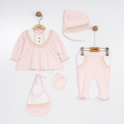 Wholesale Baby Girls 5-Piece Newborn Set 0-6M Miniborn 2019-5034 Лососевый цвет