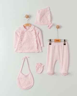 Wholesale Baby Girls 5-Piece Newborn Set 0-6M Miniborn 2019-5160 Розовый 