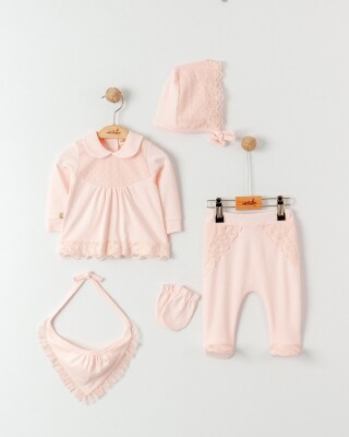 Wholesale Baby Girls 5-Piece Newborn Set 0-6M Miniborn 2019-5175 Лососевый цвет