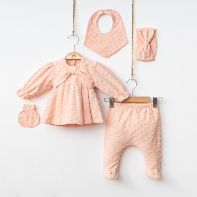 Wholesale Baby Girls 5-Piece Onesies Set 0-3M Minizeyn 2014-7065 Лососевый цвет