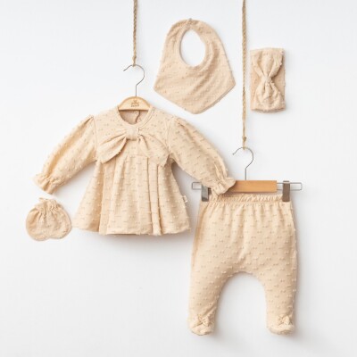 Wholesale Baby Girls 5-Piece Onesies Set 0-3M Minizeyn 2014-7065 Норковый