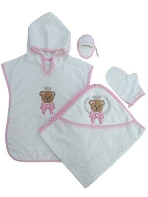 Wholesale Baby Girls 5-Piece Towel Hooded Pareo Set 0-18M Tomuycuk 1074-55087 - Tomuycuk