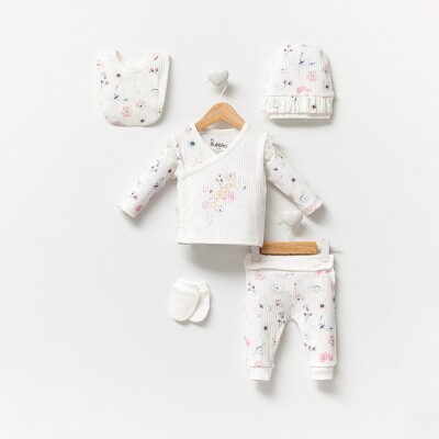 Wholesale Baby Girls 5-Pieces Newborn Set 0-3M Bubbles 2040-3030 Розовый 