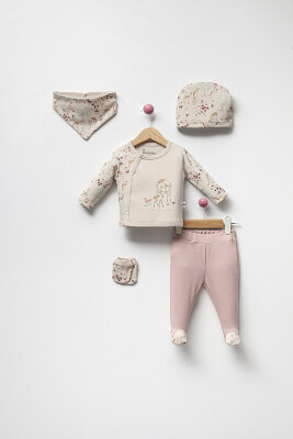 Wholesale Baby Girls 5-Pieces Newborn Set 0-3M Bubbles 2040-3123 Розовый 