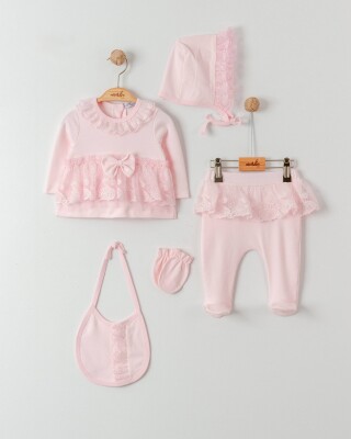 Wholesale Baby Girls 5-Pieces Newborn Set 0-6M Miniborn 2019-5168 Розовый 