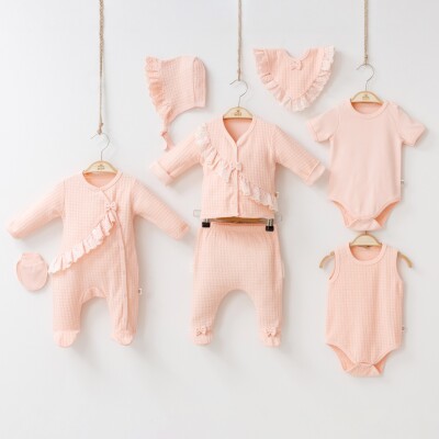 Wholesale Baby Girls 8-Piece Newborn Set 0-3M Minizeyn 2014-2001 Лососевый цвет