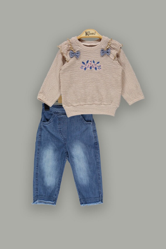 Wholesale Baby Girls Denim Pants and Body 9-24M Kumru Bebe 1075-3946 - 5