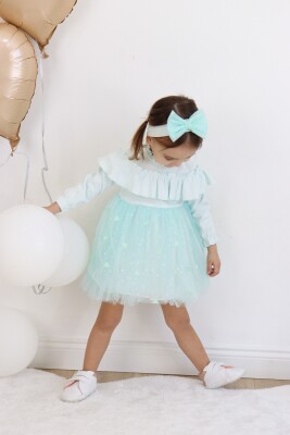 Wholesale Baby Girls Dress 6-24M Serkon Baby&Kids 1084-M0569 Мятно-зеленый