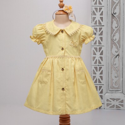 Wholesale Baby Girls Dress 9-24M Bombili 1004-6375 Жёлтый 