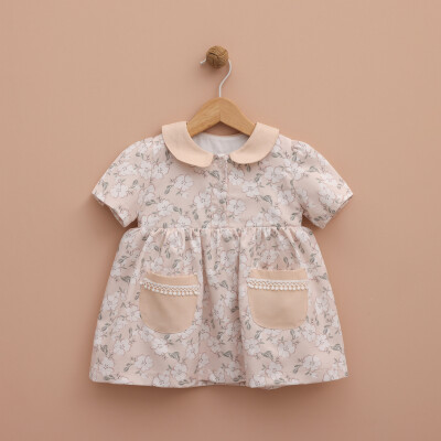 Wholesale Baby Girls Dress 9-24M Lilax 1049-6376 Бежевый 
