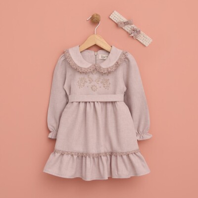 Wholesale Baby Girls Dress 9-24M Lilax 1049-6536 Бежевый 