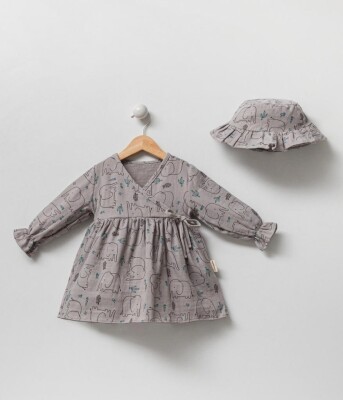 Wholesale Baby Girls Dress and Hat Set 6-18M Minicorn 2018-2339 Серый 