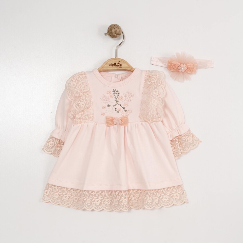 Wholesale Baby Girls Dress and Headband Set 0-12M Miniborn 2019-3379 - 3