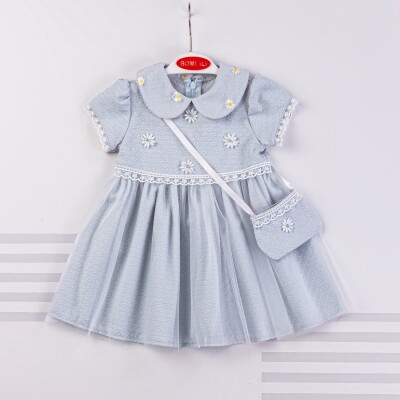 Wholesale Baby Girls Dress with Bag 9-24M Bombili 1004-6377 Синий