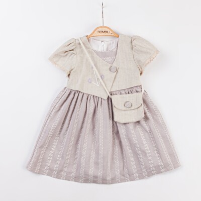 Wholesale Baby Girls Dress with Bag 9-24M Bombili 1004-6626 Коричневый 