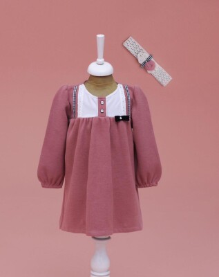 Wholesale Baby Girls Dress with Hairband 9-24m Lilax 1049-6593 Черепичный цвет